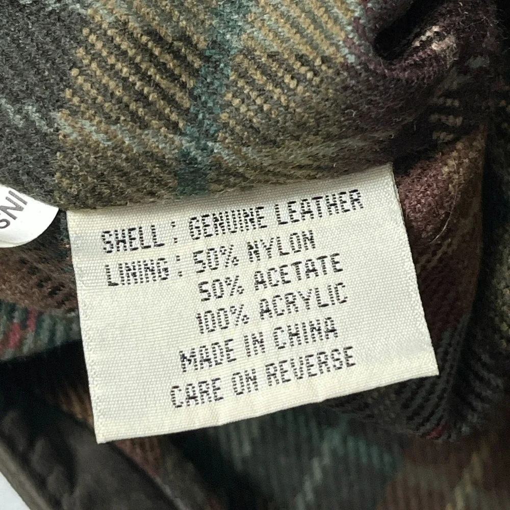 Green Fields Leather Vest Men XXL Brown Taupe Pockets Plaid Lining